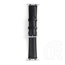 Gigapack Apple Watch Series 9 45mm pótszíj (egyedi méret, szilikon, bőr hatású, állítható) fekete