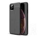 Gigapack Apple iPhone 11 Pro Max Szilikon telefonvédő (bőr hatású, varrás minta, fekete)