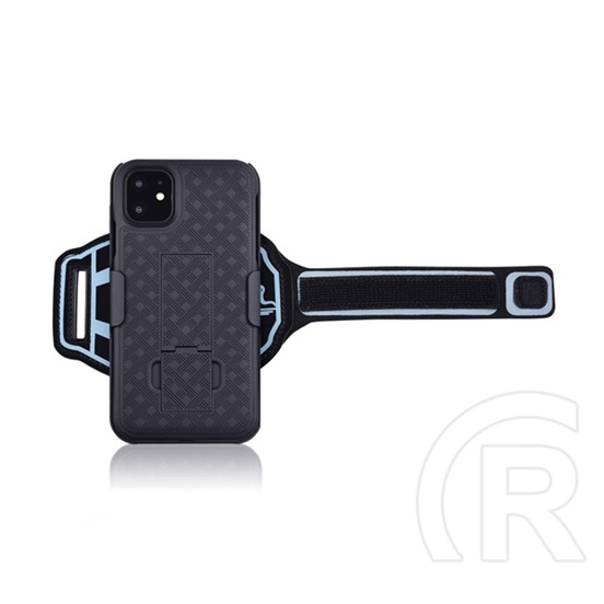 Gigapack Apple iPhone 11 Pro műanyag telefonvédő (ütésálló, karpánt, sportoláshoz, zseb, csíkos, fekete)