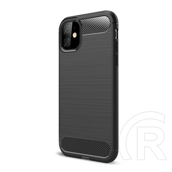 Gigapack Apple iPhone 11 Szilikon telefonvédő (légpárnás sarok, szálcsiszolt, karbon minta, fekete)