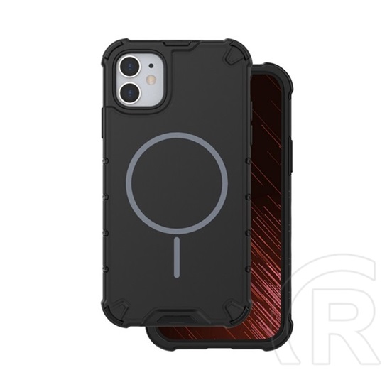 Gigapack Apple iPhone 11 defender műanyag védő (ütésállóság, légpárnás sarok, matt, szilikon belső, magsafe) fekete