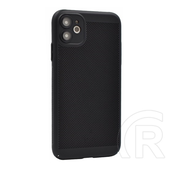 Gigapack Apple iPhone 11 műanyag telefonvédő (légáteresztő, lyukacsos minta, kamera védelem) fekete
