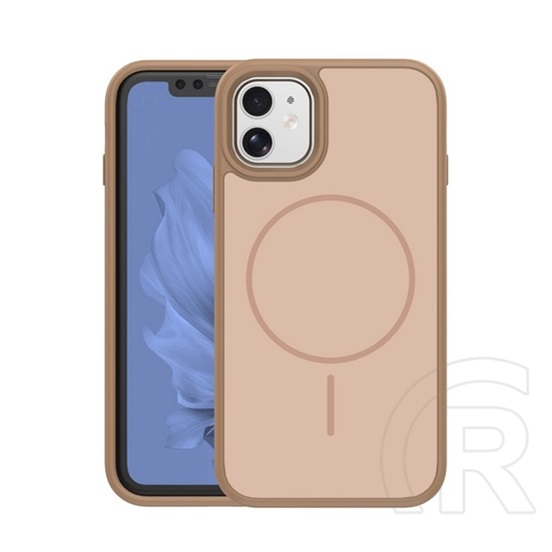 Gigapack Apple iPhone 11 szilikon telefonvédő (műanyag hátlap, ütésállóság, légpárnás sarok, kameravédő, magsafe) barna
