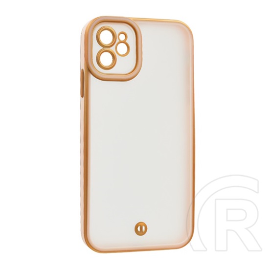 Gigapack Apple iPhone 11 szilikon telefonvédő (ütésállóság, matt, műanyag hátlap, kameravédő) arany/rózsaszín