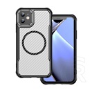 Gigapack Apple iPhone 12 Pro  szilikon védő (ütésállóság, légpárnás sarok, kameravédő, karbon minta, magsafe) fekete