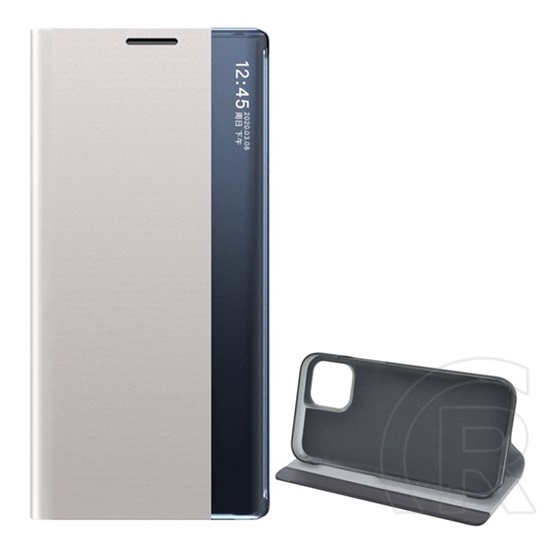 Gigapack Apple iPhone 12 mini tok álló, textil hatású (aktív Flip, oldalra nyíló, Smart View Cover) szürke