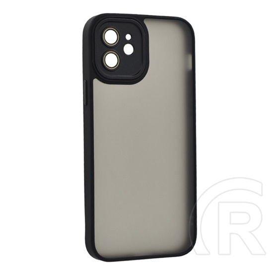 Gigapack Apple iPhone 12 szilikon telefonvédő (ütésállóság, akril hátlap, kameravédő) fekete
