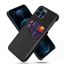 Gigapack Apple iPhone 13 Pro Max műanyag védő (közepesen ütésálló, bankkártya tartó, textil bevonat hátlap) fekete