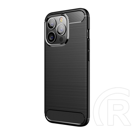 Gigapack Apple iPhone 13 Pro szilikon telefonvédő (közepesen ütésálló, szálcsiszolt, karbon minta) fekete