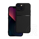 Gigapack Apple iPhone 13 mini műanyag védő (szilikon keret, közepesen ütésálló, bőr hatású hátlap, csíkos minta) fekete