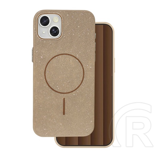 Gigapack Apple iPhone 13 szilikon telefonvédő (műanyag hátlap, kameravédő, magsafe, csillogó) barna