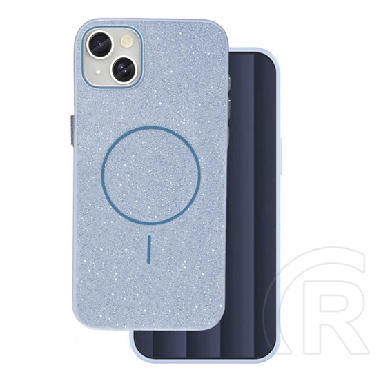 Gigapack Apple iPhone 13 szilikon telefonvédő (műanyag hátlap, kameravédő, magsafe, csillogó) világoskék