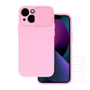 Gigapack Apple iPhone 14 Plus szilikon telefonvédő (matt, mikrofiber plüss belső, kamera védelem) rózsaszín