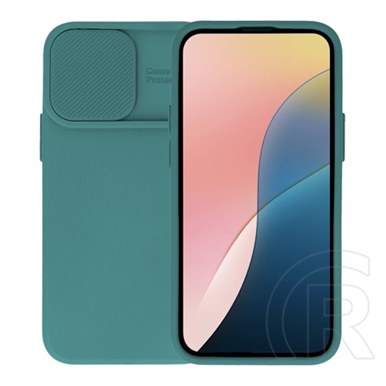 Gigapack Apple iPhone 14 Plus szilikon telefonvédő (matt, mikrofiber plüss belső, kamera védelem) sötétzöld