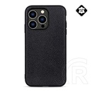 Gigapack Apple iPhone 14 Pro műanyag telefonvédő (szilikon keret, valódi bőr hátlap) fekete