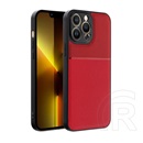 Gigapack Apple iPhone 14 Pro műanyag védő (szilikon keret, közepesen ütésálló, bőr hatású hátlap, csíkos minta) piros