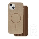 Gigapack Apple iPhone 14 szilikon telefonvédő (műanyag hátlap, kameravédő, magsafe, csillogó) barna