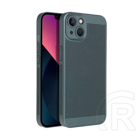 Gigapack Apple iPhone 15 Plus műanyag telefonvédő (légáteresztő, lyukacsos minta, kamera védelem) sötétzöld