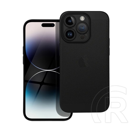 Gigapack Apple iPhone 15 Pro Max műanyag telefonvédő (légáteresztő, lyukacsos minta, kamera védelem) fekete