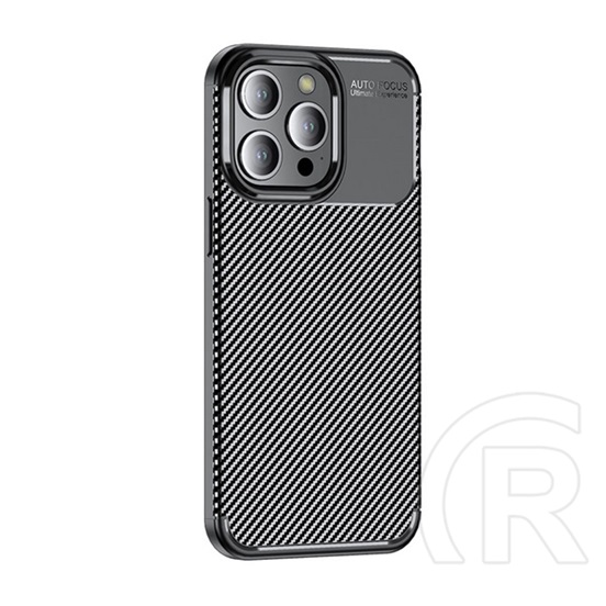 Gigapack Apple iPhone 15 Pro Max szilikon telefonvédő (közepesen ütésálló, légpárnás sarok, karbon minta) fekete