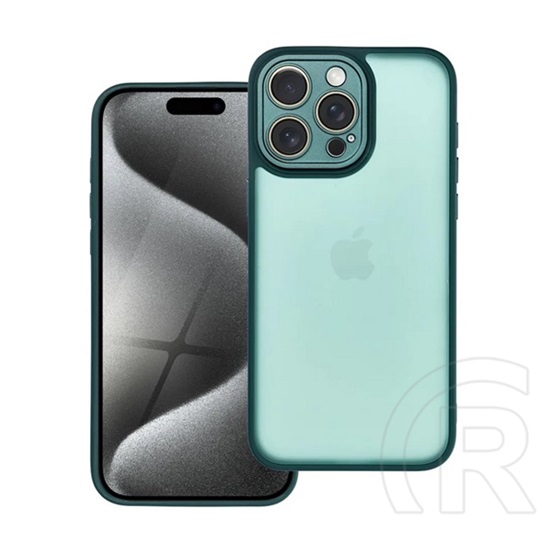 Gigapack Apple iPhone 15 Pro Max szilikon telefonvédő (ütésállóság, akril hátlap, kameravédő) sötétzöld