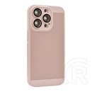 Gigapack Apple iPhone 15 Pro műanyag telefonvédő (légáteresztő, lyukacsos minta, kamera védelem) rózsaszín