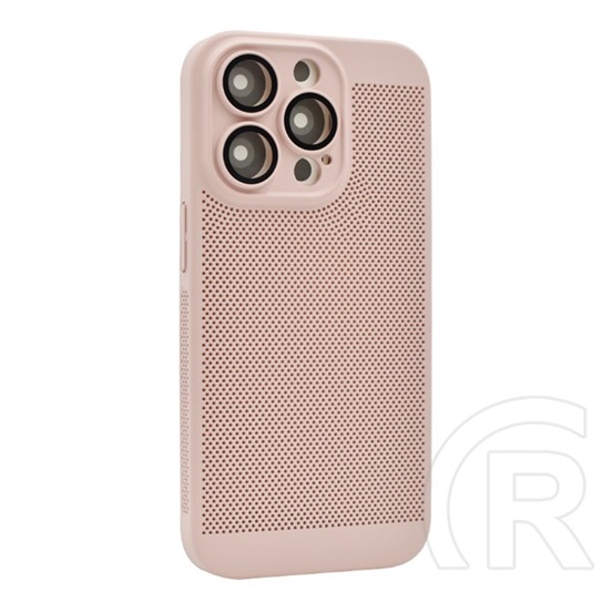 Gigapack Apple iPhone 15 Pro műanyag telefonvédő (légáteresztő, lyukacsos minta, kamera védelem) rózsaszín