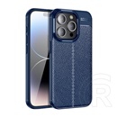 Gigapack Apple iPhone 15 Pro szilikon telefonvédő (közepesen ütésálló, bőr hatású, varrás minta) sötétkék