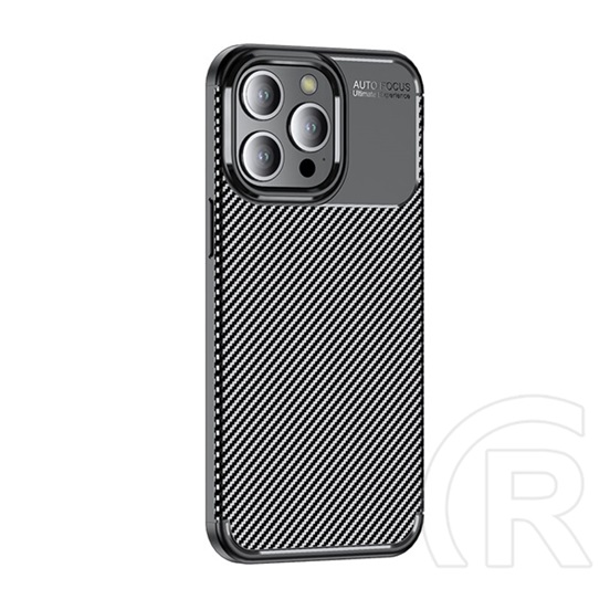 Gigapack Apple iPhone 15 Pro szilikon telefonvédő (közepesen ütésálló, légpárnás sarok, karbon minta) fekete