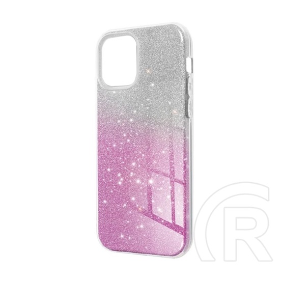 Gigapack Apple iPhone 15 Pro szilikon telefonvédő (műanyag belső, csillogó hátlap) rózsaszín / átlátszó