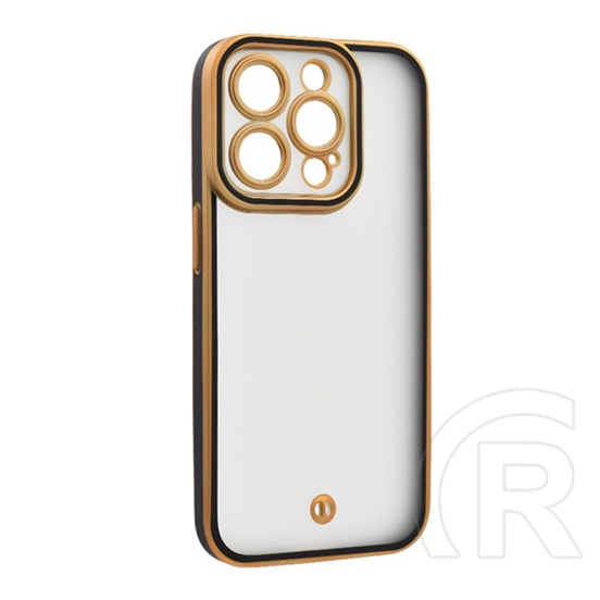 Gigapack Apple iPhone 15 Pro szilikon telefonvédő (ütésállóság, matt, műanyag hátlap, kameravédő) arany/fekete