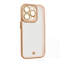 Gigapack Apple iPhone 15 Pro szilikon telefonvédő (ütésállóság, matt, műanyag hátlap, kameravédő) arany/rózsaszín