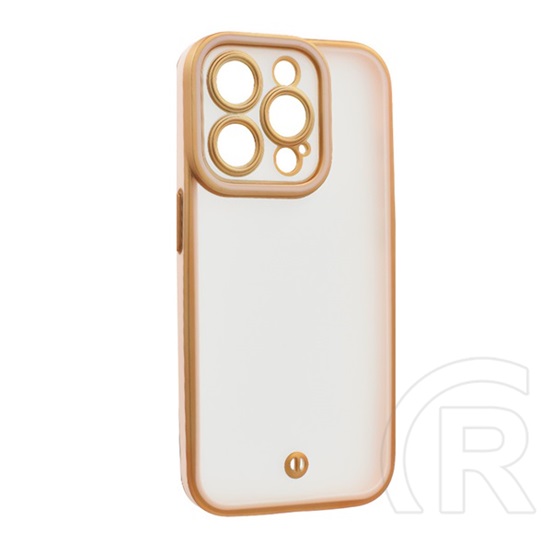 Gigapack Apple iPhone 15 Pro szilikon telefonvédő (ütésállóság, matt, műanyag hátlap, kameravédő) arany/rózsaszín
