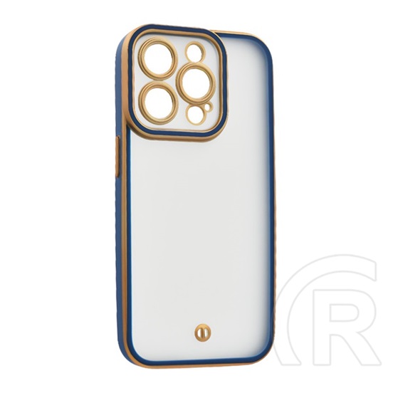 Gigapack Apple iPhone 15 Pro szilikon telefonvédő (ütésállóság, matt, műanyag hátlap, kameravédő) arany/sötétkék