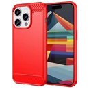 Gigapack Apple iPhone 15 Pro szilikon védő (közepesen ütésálló, légpárnás sarok, szálcsiszolt, karbon minta) piros