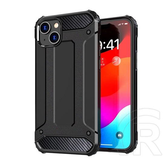 Gigapack Apple iPhone 15 defender telefonvédő (közepesen ütésálló, légpárnás sarok, szilikon belső, fémhatás) fekete