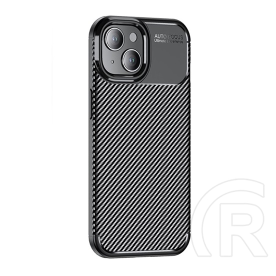 Gigapack Apple iPhone 15 szilikon telefonvédő (közepesen ütésálló, légpárnás sarok, karbon minta) fekete