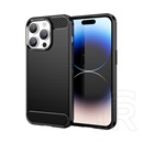 Gigapack Apple iPhone 15 szilikon telefonvédő (közepesen ütésálló, légpárnás sarok, szálcsiszolt, karbon minta) fekete