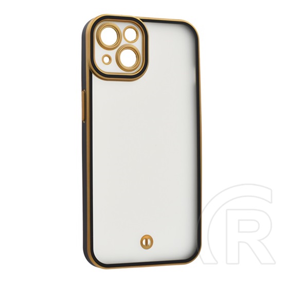 Gigapack Apple iPhone 15 szilikon telefonvédő (ütésállóság, matt, műanyag hátlap, kameravédő) arany/fekete
