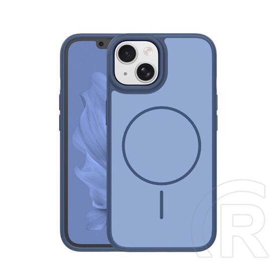 Gigapack Apple iPhone 15 szilikon védő (műanyag hátlap, ütésállóság, légpárnás sarok, kameravédő, magsafe) sötétkék