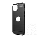 Gigapack Apple iPhone 15 szilikon védő (ütésállóság, légpárnás sarok, szálcsiszolt, karbon minta, logó kivágás) fekete