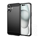 Gigapack Apple iPhone 16 Plus szilikon telefonvédő (ütésállóság, légpárnás sarok, szálcsiszolt, karbon minta) fekete