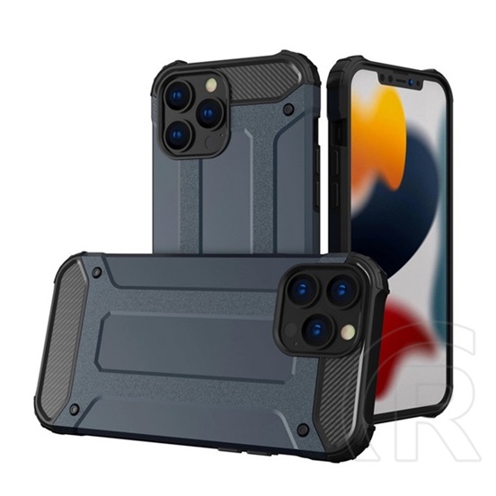 Gigapack Apple iPhone 16 Pro Max defender szilikon telefonvédő (ütésállóság, légpárnás sarok, fémhatás) sötétkék