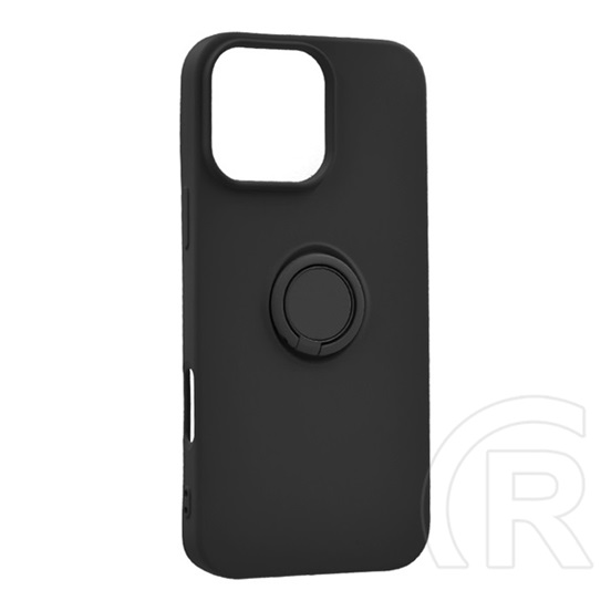 Gigapack Apple iPhone 16 Pro Max szilikon telefonvédő (tartógyűrű, mikrofiber plüss belső, mágneses, kameravédő) fekete