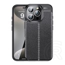 Gigapack Apple iPhone 16 Pro Max szilikon telefonvédő (ütésállóság, bőr hatású, varrás minta) fekete