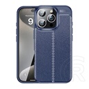 Gigapack Apple iPhone 16 Pro Max szilikon telefonvédő (ütésállóság, bőr hatású, varrás minta) sötétkék
