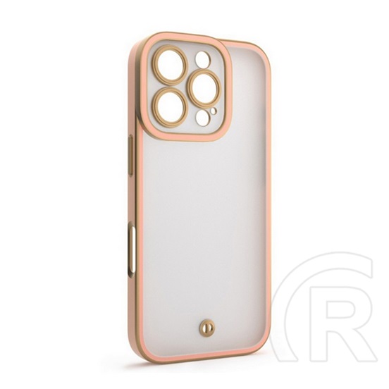 Gigapack Apple iPhone 16 Pro Max szilikon telefonvédő (ütésállóság, matt, műanyag hátlap, kameravédő) arany/rózsaszín
