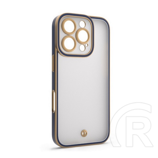 Gigapack Apple iPhone 16 Pro Max szilikon telefonvédő (ütésállóság, matt, műanyag hátlap, kameravédő) arany/sötétkék