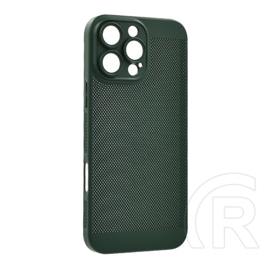 Gigapack Apple iPhone 16 Pro műanyag telefonvédő (légáteresztő, lyukacsos, kameravédő) sötétzöld