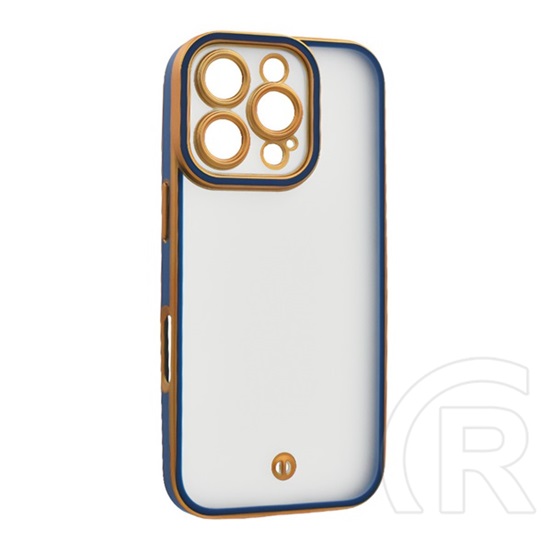 Gigapack Apple iPhone 16 Pro szilikon telefonvédő (ütésállóság, matt, műanyag hátlap, kameravédő) arany/sötétkék